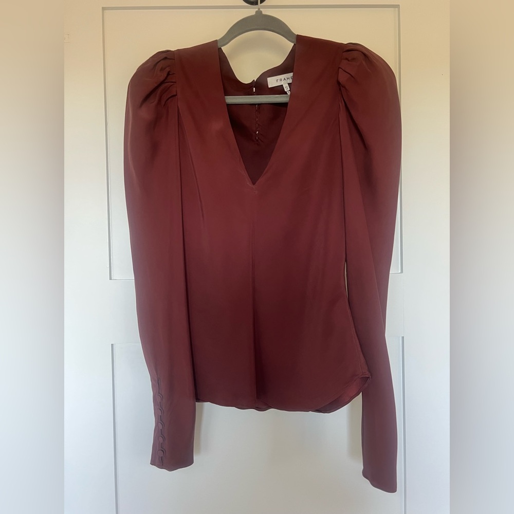 Frame Denim Women's Silk Blouse in Deep Burgundy